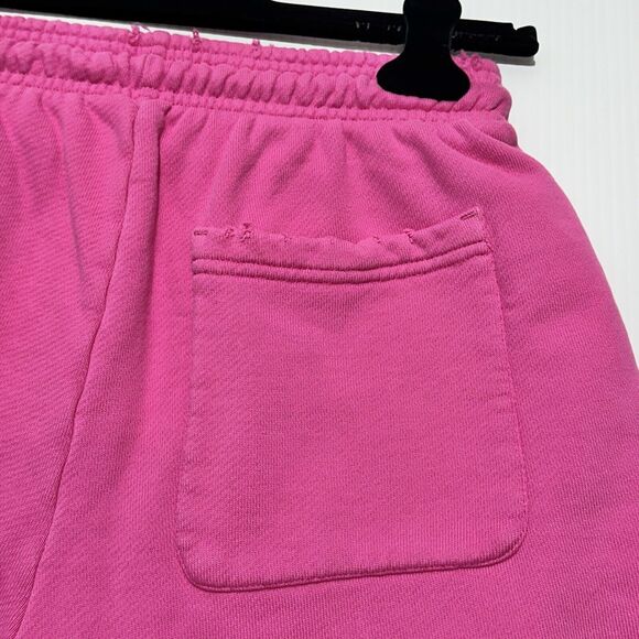 Runway Versace Logo Drawstring Distressed Jersey Pink Shorts Size 40/S NWT - Picture 8 of 15